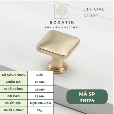 Núm cửa tủ ngăn kéo, tủ bếp hợp kim kẽm màu vàng kim nặng tay, cao cấp và hiện đại