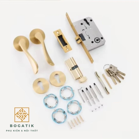 Khóa cửa tay gạt, tay nắm phân thể dùng cho cửa gỗ HANA hợp kim nhôm phong cách hiện đại tối giản