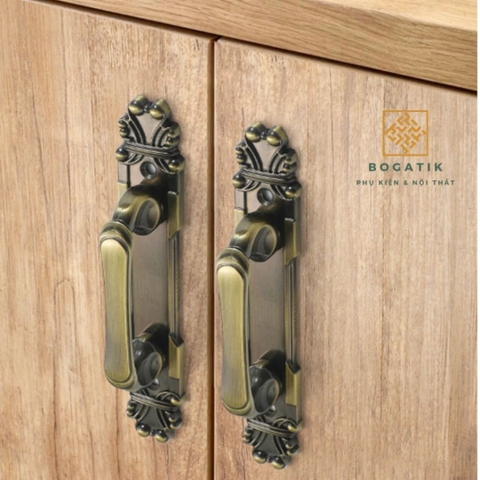Tay nắm cửa tủ ngăn kéo tay nắm cửa phong cách cổ điển chất liệu hợp kim màu đồng sang trọng