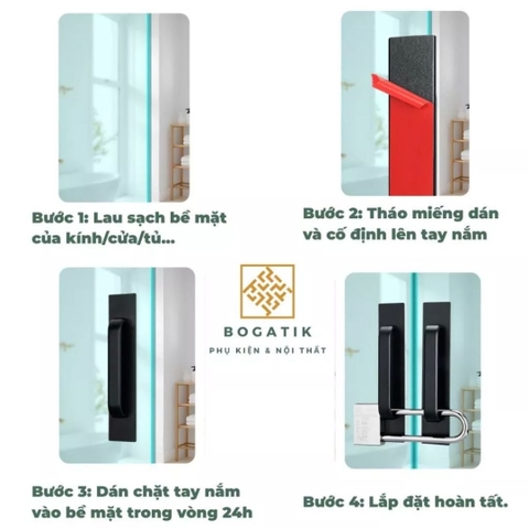 Tay nắm cửa tủ ngăn kéo tay nắm tủ bếp dùng keo dính không bắt vít đục lỗ tiện lợi hợp kim nhôm chất lượng tốt