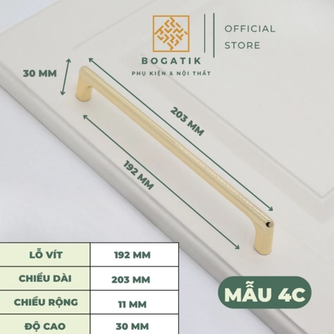 Tay nắm,núm cửa tủ ngăn kéo BOGATIK hợp kim KẼM VÀNG BÓNG hiện đại & cao cấp