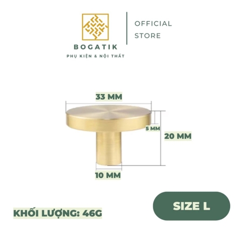 Tay nắm cửa tủ ngăn kéo, núm tay nắm tủ bếp hình tròn màu vàng chất liệu đồng thau DT815