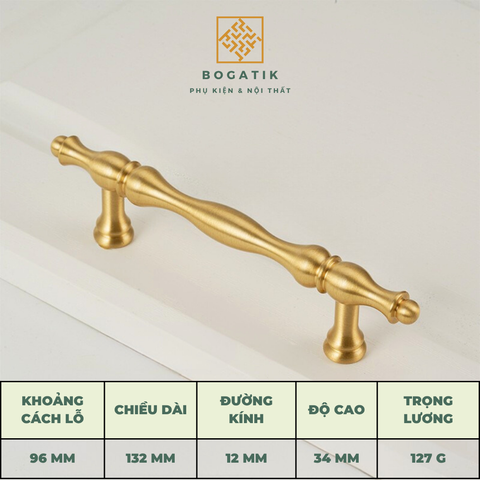 Tay nắm cửa tủ ngăn kéo, tay nắm tủ bếp chất liệu đồng thau cao cấp nhiều mẫu mã kích thước DT01