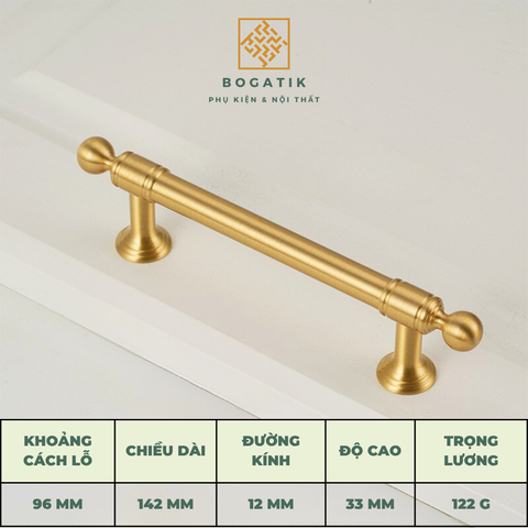 Tay nắm cửa tủ ngăn kéo, tay nắm tủ bếp chất liệu đồng thau cao cấp nhiều mẫu mã kích thước DT01