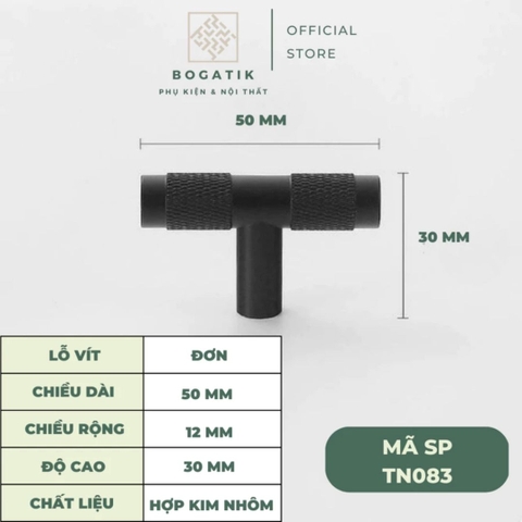 Tay nắm cửa tủ ngăn kéo, tay nắm tủ bếp chữ T hợp kim nhôm màu đen, vàng kim hiện đại mã TN08