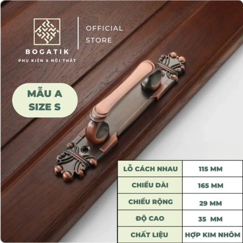 Tay nắm cửa tủ ngăn kéo tay nắm cửa phong cách cổ điển chất liệu hợp kim màu đồng sang trọng