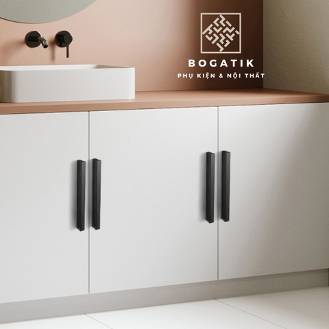 Tay nắm cửa tủ tay nắm tủ bếp dạng thanh chữ I chất liệu hợp kim nhôm màu đen mạ carbon hiện đại