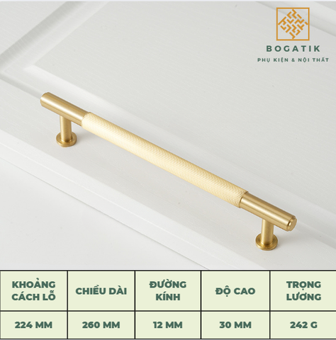 Tay nắm cửa tủ ĐỒNG THAU DT812 DT813, tay nắm tủ bếp, tủ quần áo hàng cao cấp BOGATIK
