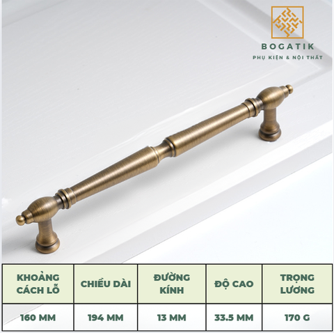 Tay cầm bằng đồng đồng nguyên chiếc, tay cầm tủ quần áo, tay nắm cửa, tay nắm tủ retro kiểu Mỹ, tủ quần áo kiểu Pháp cổ