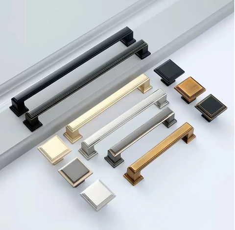 Tay nắm cửa tủ ngăn kéo núm VUÔNG nội thất BOGATIK hợp kim KẼM nhiều màu tinh tế & hiện đại HK825