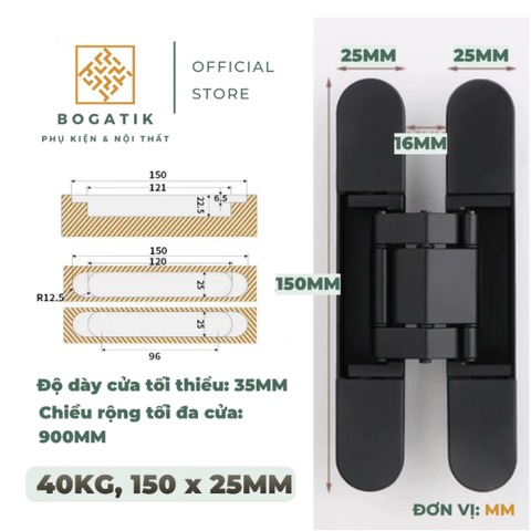 Bản lề cho cửa âm 3 chiều đa năng đa dụng tải trọng cao dùng cho cửa gỗ