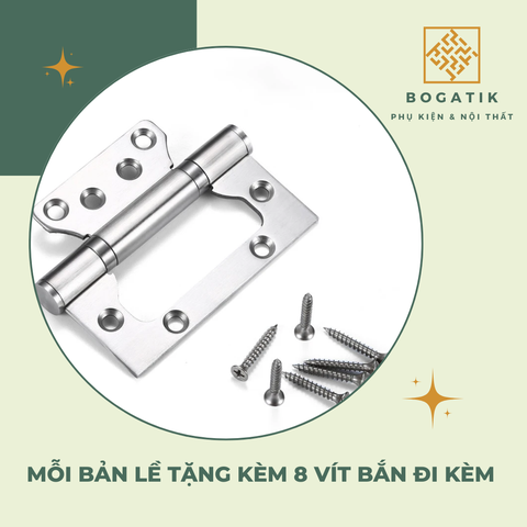 Bản lề âm dương bản lề lá cho cánh cửa sắt cửa nhôm INOX chất lượng cao & tặng kèm ốc vít
