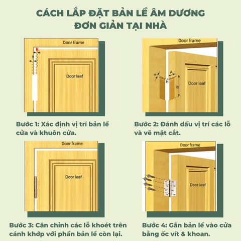 Bản lề âm dương bản lề lá cho cánh cửa sắt cửa nhôm INOX chất lượng cao & tặng kèm ốc vít