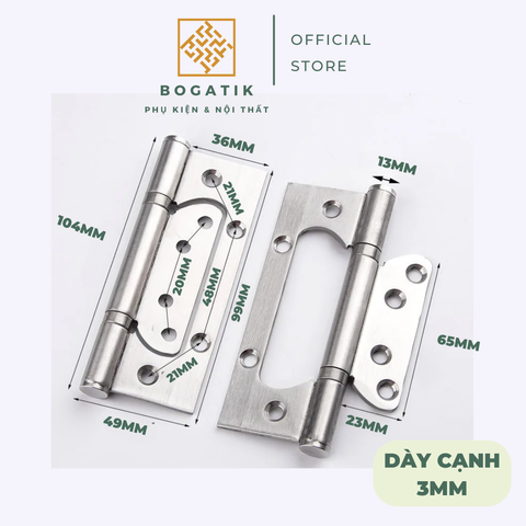 Bản lề âm dương bản lề lá cho cánh cửa sắt cửa nhôm INOX chất lượng cao & tặng kèm ốc vít
