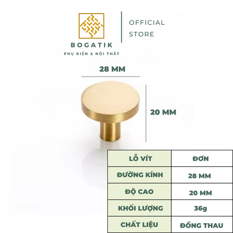Tay nắm cửa tủ ngăn kéo, núm tay nắm tủ TRÒN chất liệu ĐỒNG THAU màu ĐEN + VÀNG chất lượng cao