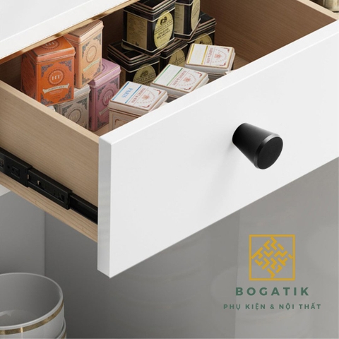 Tay nắm cửa tủ ngăn kéo, núm tay nắm tủ bếp hợp kim nhôm màu đen, vàng kim hình nón