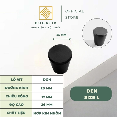 Tay nắm cửa tủ ngăn kéo, núm tay nắm tủ bếp hợp kim nhôm màu đen, vàng kim hình nón