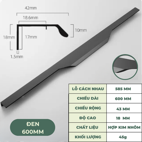 Tay nắm cửa tủ ngăn kéo tay nắm âm tủ tay cầm góc cạnh chất liệu hợp kim cao cấp AT03