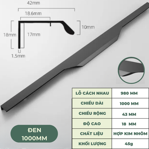 Tay nắm cửa tủ ngăn kéo tay nắm âm tủ tay cầm góc cạnh chất liệu hợp kim cao cấp AT03