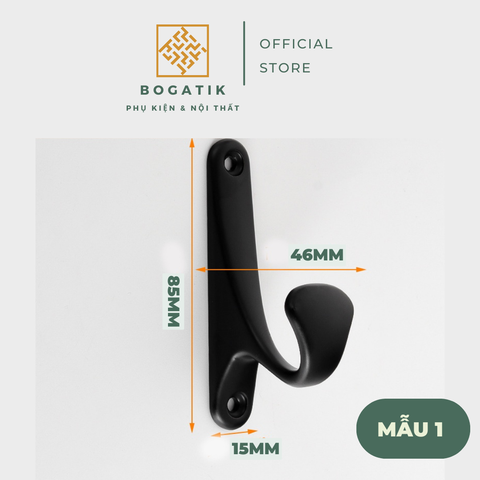 Móc treo tủ quần áo móc treo tường BOGATIK kèm theo ốc vít chất liệu hợp kim chắc chắn và độ bền cao
