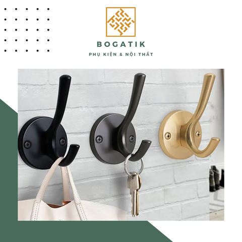 Móc treo gắn tường móc treo quần áo tủ gỗ phong cách châu Âu chất liệu hợp kim cao cấp kèm ốc vít