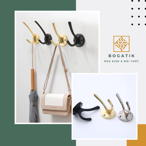 Móc treo gắn tường móc treo quần áo tủ gỗ phong cách châu Âu chất liệu hợp kim cao cấp kèm ốc vít
