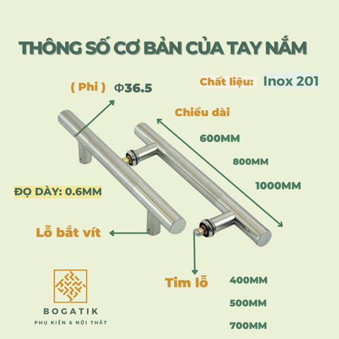 Tay nắm cửa tay nắm cửa KÍNH CƯỜNG LỰC INOX 201 giá rẻ