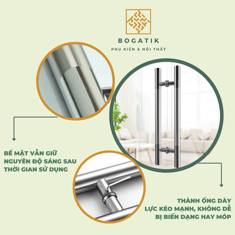 Tay nắm cửa tay nắm cửa KÍNH CƯỜNG LỰC INOX 304 chất lượng CAO CẤP loại siêu dày, nặng