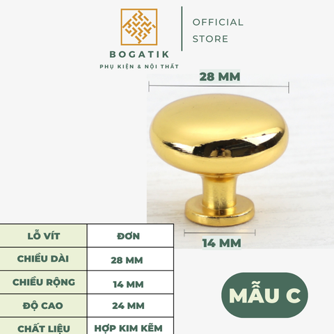 Combo núm tay nắm cửa tủ ngăn kéo núm TRÒN nội thất BOGATIK hợp kim KẼM đa màu hiện đại