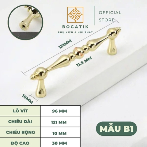 Tay nắm cửa tủ ngăn kéo tay nắm tủ bếp BOGATIK hợp kim KẼM VÀNG BÓNG hiện đại & cao cấp