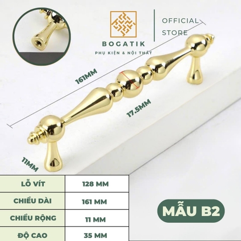 Tay nắm cửa tủ ngăn kéo tay nắm tủ bếp BOGATIK hợp kim KẼM VÀNG BÓNG hiện đại & cao cấp