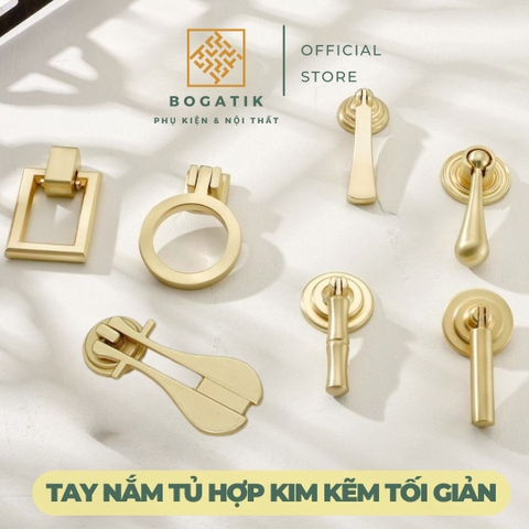 Tay nắm cửa tủ ngăn kéo tay nắm tủ bếp BOGATIK hợp kim KẼM giá rẻ màu vàng kim tinh tế & hiện đại
