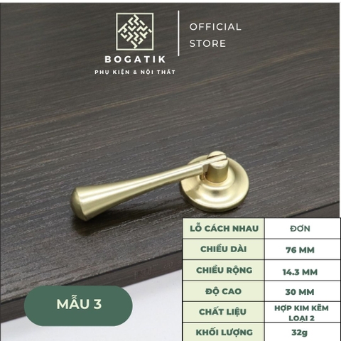 Tay nắm cửa tủ ngăn kéo tay nắm tủ bếp BOGATIK hợp kim KẼM giá rẻ màu vàng kim tinh tế & hiện đại