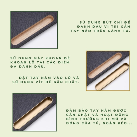 Tay nắm âm cửa tủ tay nắm tủ âm hợp kim nhôm cứng, chất lượng cao AT07, chống oxy hoá, siêu bền