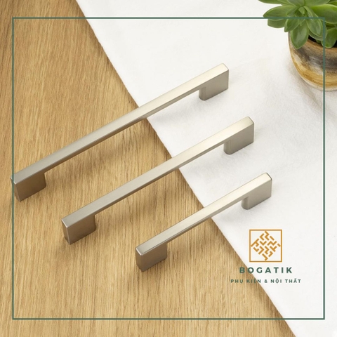 Tay nắm cửa tủ ngăn kéo tay nắm tủ bếp BOGATIK hình chữ U cạnh VUÔNG hợp kim ĐEN - BẠC tối giản