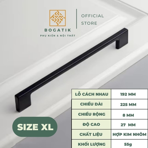 Tay nắm cửa tủ ngăn kéo tay nắm tủ bếp BOGATIK hình chữ U cạnh VUÔNG hợp kim ĐEN - BẠC tối giản