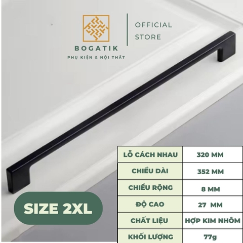 Tay nắm cửa tủ ngăn kéo tay nắm tủ bếp BOGATIK hình chữ U cạnh VUÔNG hợp kim ĐEN - BẠC tối giản