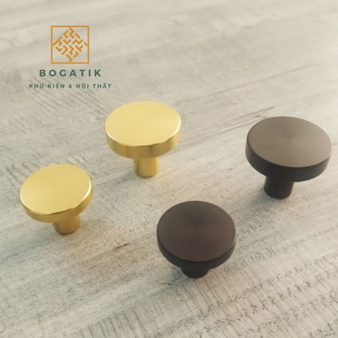 Núm tay cửa tủ ngăn kéo núm tay nắm nội thất BOGATIK hợp kim tròn hai màu ĐEN & VÀNG hồng hiện đại