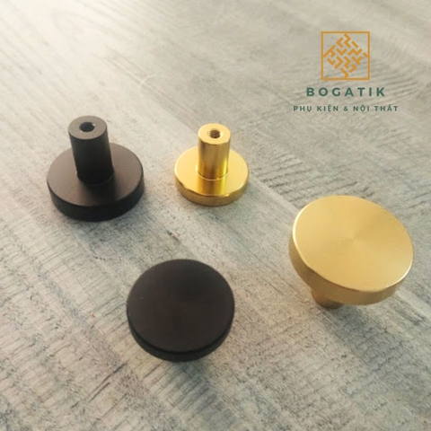 Núm tay cửa tủ ngăn kéo núm tay nắm nội thất BOGATIK hợp kim tròn hai màu ĐEN & VÀNG hồng hiện đại