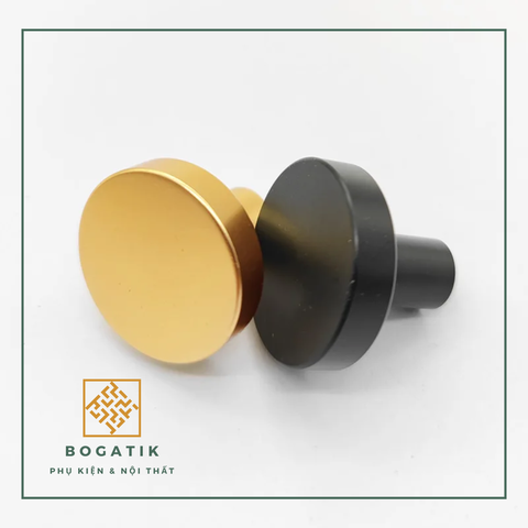 Núm tay cửa tủ ngăn kéo núm tay nắm nội thất BOGATIK hợp kim tròn hai màu ĐEN & VÀNG hồng hiện đại