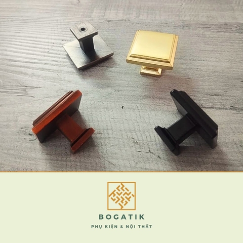 Núm tay cửa tủ ngăn kéo núm VUÔNG nội thất BOGATIK hợp kim KẼM nhiều màu tinh tế & hiện đại