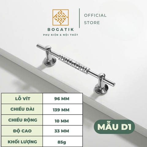 Tay nắm cửa tủ ngăn kéo tay nắm tủ bếp màu BẠC bóng chất liệu hợp kim KẼM sang trọng & cao cấp