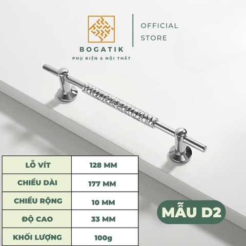 Tay nắm cửa tủ ngăn kéo tay nắm tủ bếp màu BẠC bóng chất liệu hợp kim KẼM sang trọng & cao cấp