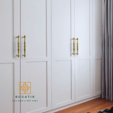 Tay nắm cửa tủ ngăn kéo tay nắm tủ bếp BOGATIK hợp kim KẼM VÀNG BÓNG hiện đại & cao cấp