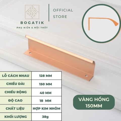 Tay nắm âm tủ tay nắm cửa tủ bếp chữ L chất liệu hợp kim nhôm hai màu đen, vàng hồng hiện đại AT02