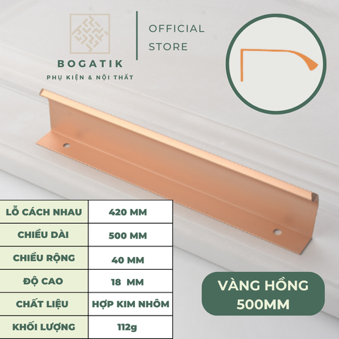 Tay nắm âm tủ tay nắm cửa tủ bếp chữ L chất liệu hợp kim nhôm hai màu đen, vàng hồng hiện đại AT02