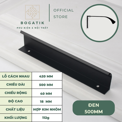 Tay nắm âm tủ tay nắm cửa tủ bếp chữ L chất liệu hợp kim nhôm hai màu đen, vàng hồng hiện đại AT02