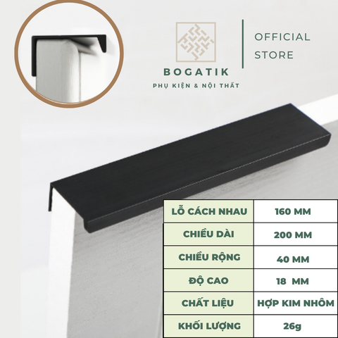 Tay nắm âm tủ tay nắm cửa tủ bếp cạnh vuông chất liệu hợp kim nhôm hai màu hiện đại AT01
