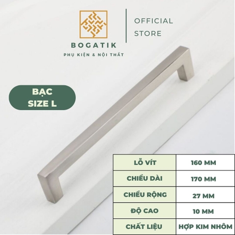 Tay nắm cửa tủ ngăn kéo tay nắm tủ bếp chữ U chất liệu hợp kim nhôm màu BẠC tinh tế và hiện đại