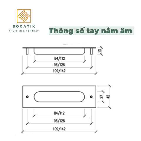 Tay nắm cửa tủ ngăn kéo tay nắm âm tủ BOGATIK INOX thép không gỉ cho cửa trượt cửa lùa AT08